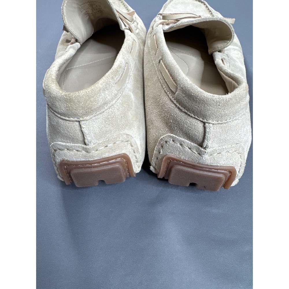 Zara Mens Suede Driving Loafers Sand Beige Leather Tie Slip On Shoes 42 - Picture 5 of 15